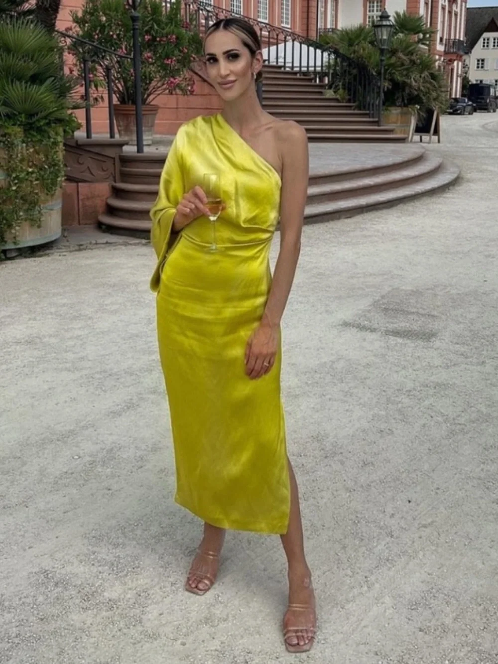 RARE VIRAL GORGEOUS ZARA Satin Effect Asymmetric Dress XL - Picture 6 of 8